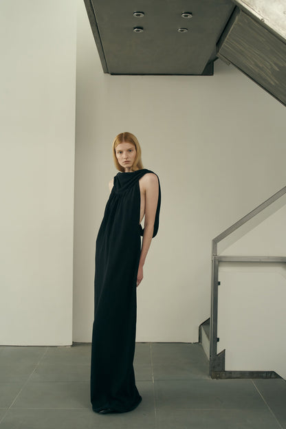 Priya Cowl Neck Gown in Cotton Nylon
