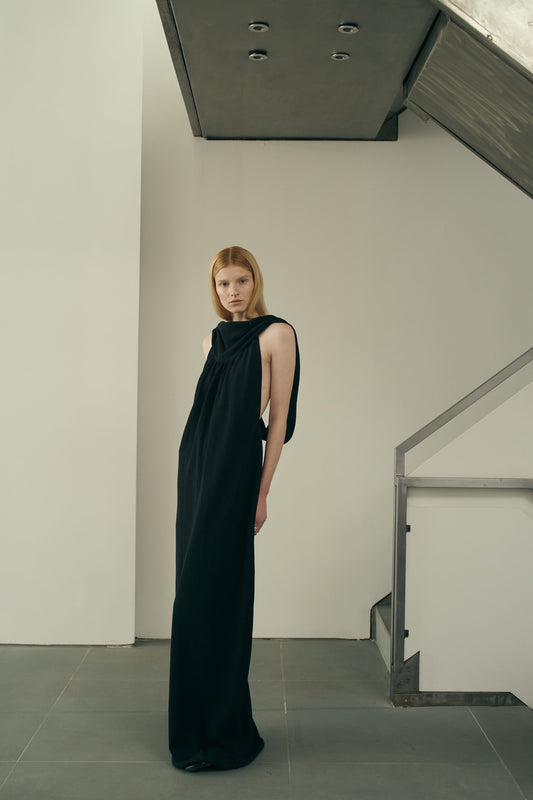 Priya Cowl Neck Gown in Cotton Nylon